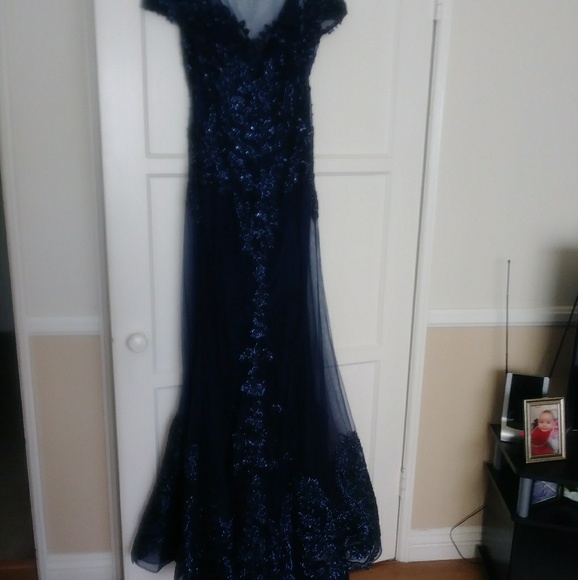 Jovani Evening Dress Navy Blue - Picture 4 of 8